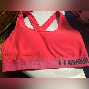 Under Armour Sports Orange/Coral  Blue Racerback Removable Padding Logo Large